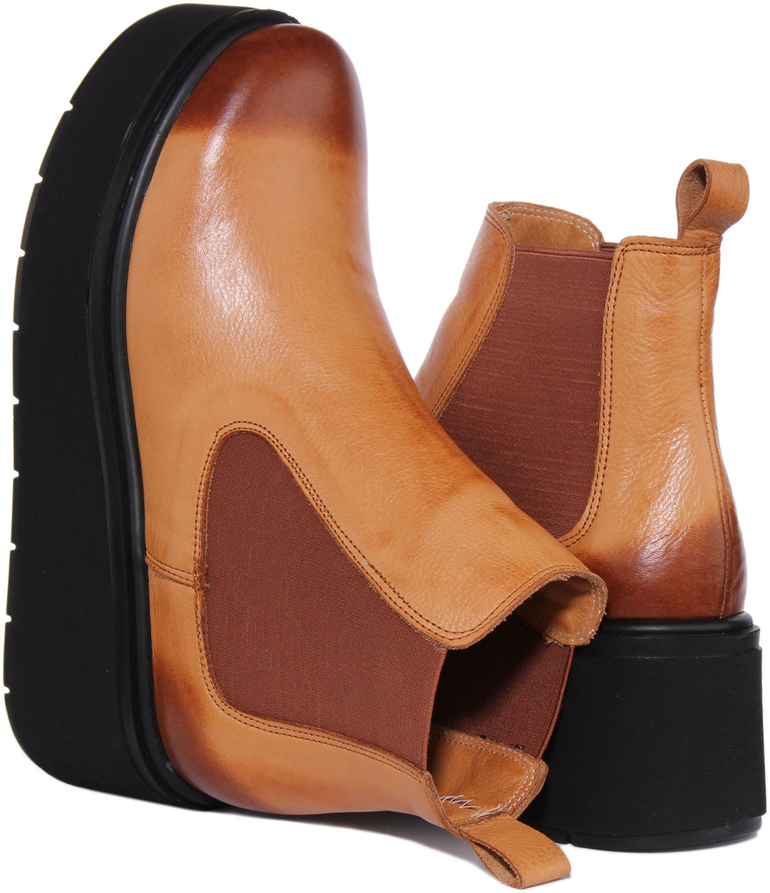 Justinreess England Ankle Boots Lisa Platform Chelsea ankle Boots In Tan
