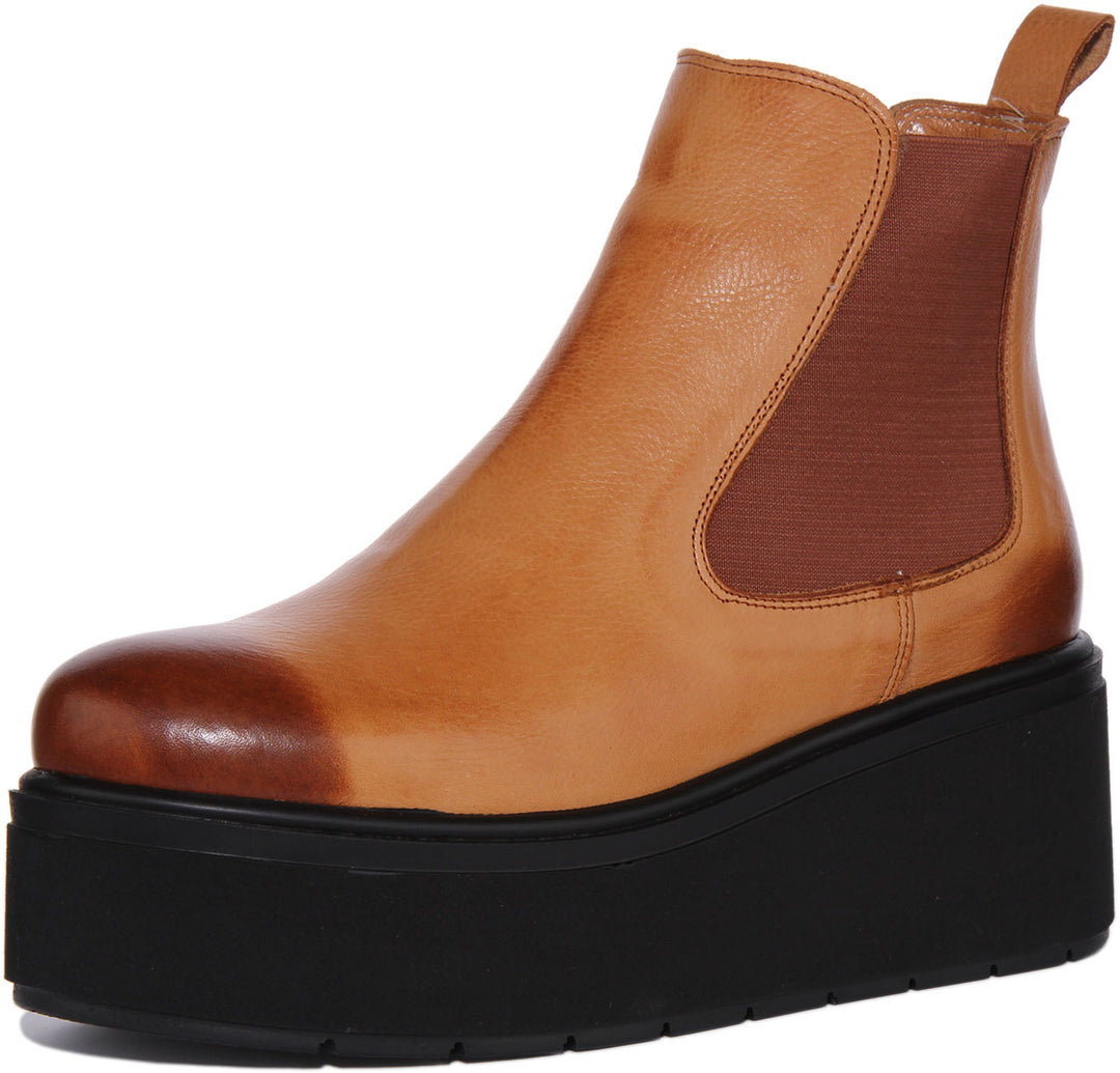 Justinreess England Ankle Boots Lisa Platform Chelsea ankle Boots In Tan