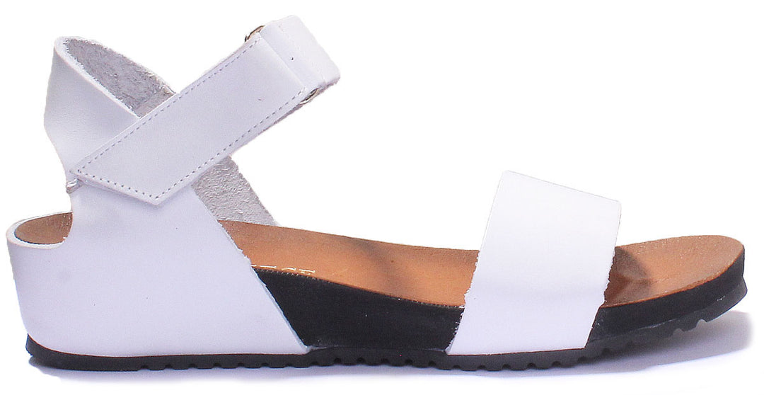 JUSTINREESS ENGLAND Womens Sandals 7440 Leather Ankle Strap Sandal In White