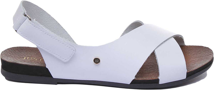 JUSTINREESS ENGLAND Womens Sandals 7600 Leather Buckle Sandal In White