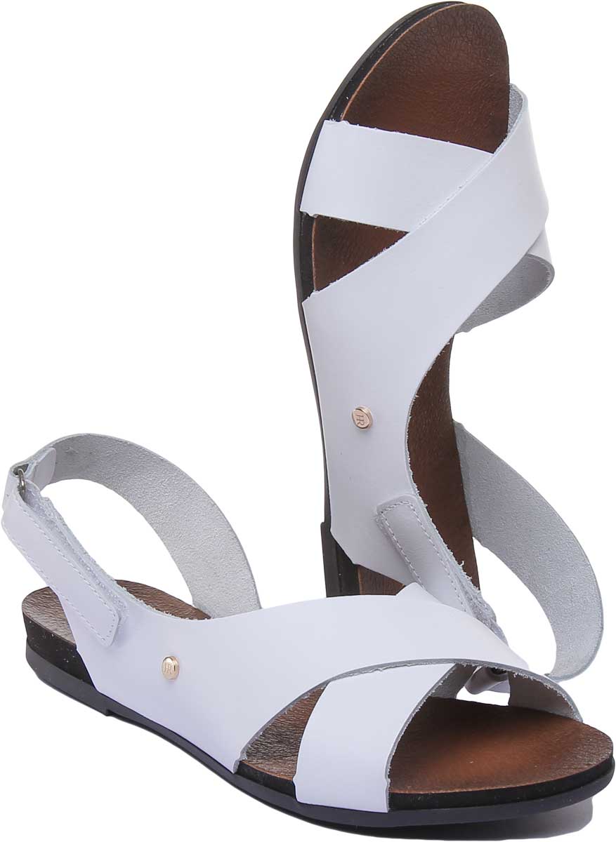 JUSTINREESS ENGLAND Womens Sandals 7600 Leather Buckle Sandal In White