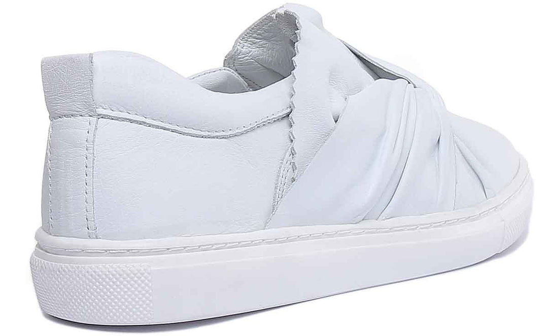 JUSTINREESS ENGLAND Womens Casual Shoes Lauren Side Bow Slip On Shoe In White