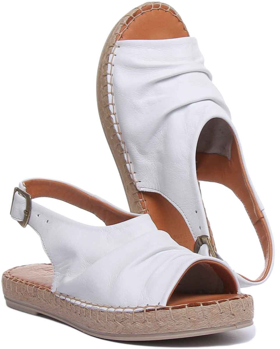 Annabelle In White Womens Slingback Leather Espadrille Flat