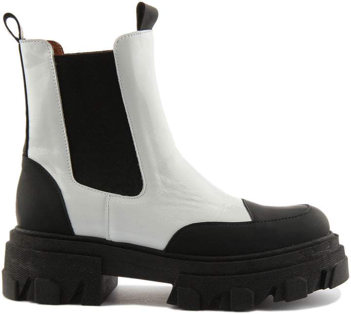 Justinreess England Shoes Meadow Chunky Chelsea Boot In White Black