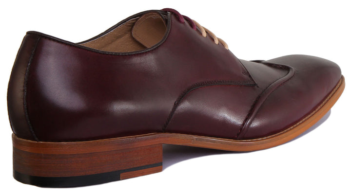 JUSTINREESS ENGLAND Mens Shoes Kevin Leather Lace Up Derby Shoe In Wine