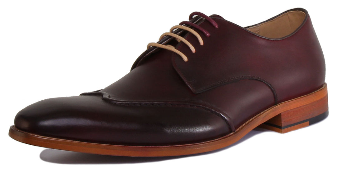 JUSTINREESS ENGLAND Mens Shoes Kevin Leather Lace Up Derby Shoe In Wine