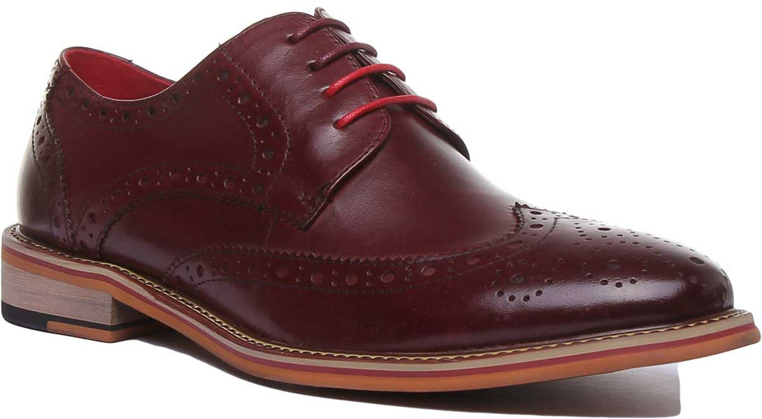 JUSTINREESS ENGLAND Mens Shoes Dover Lace Up Leather Brogue Shoe In Wine