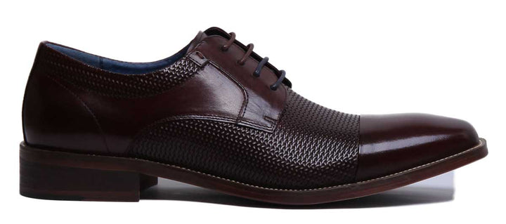 JUSTINREESS ENGLAND Mens Shoes Paul Lace Up Embossed Leather Shoe In Wine