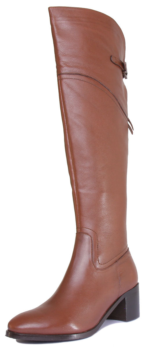 JUSTINREESS ENGLAND Womens Knee High Boot Faye Over The Knee Leather Boot In Wisky