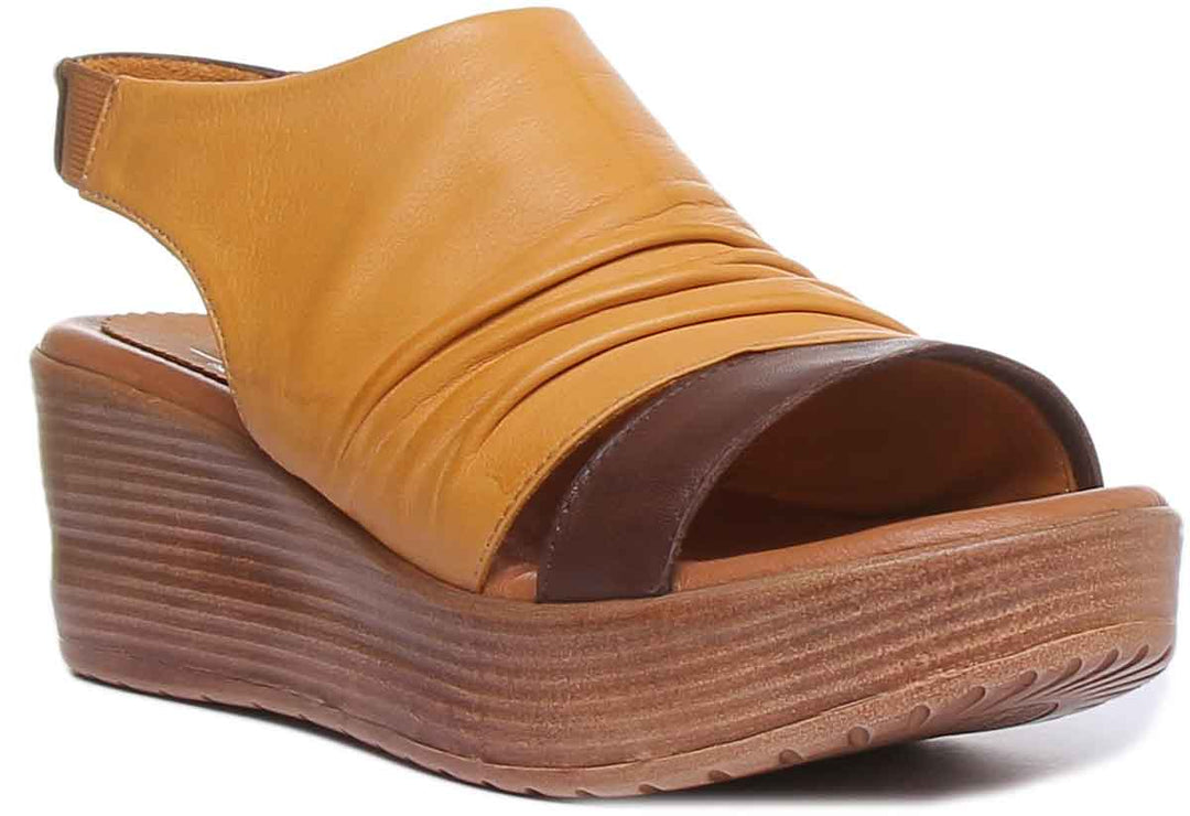JUSTINREESS ENGLAND Womens Sandals Madeline Two Tone Wedge Sandal In Yellow