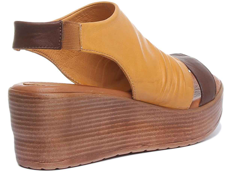 JUSTINREESS ENGLAND Womens Sandals Madeline Two Tone Wedge Sandal In Yellow