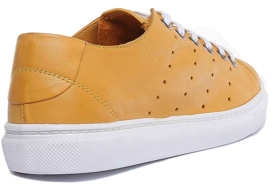 JUSTINREESS ENGLAND Womens Casual Shoes Lucy Lace Up Leather Shoe In Yellow