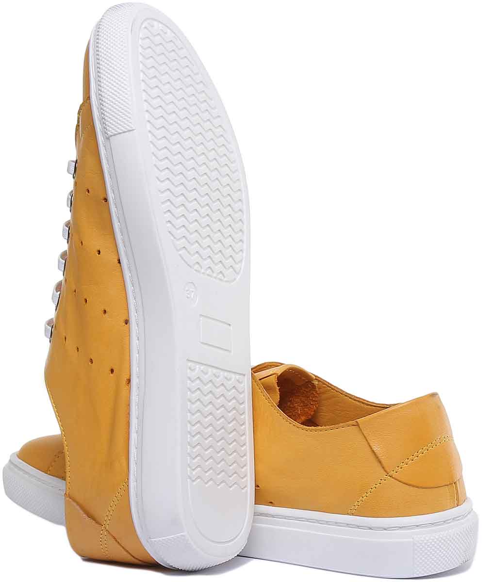 JUSTINREESS ENGLAND Womens Casual Shoes Lucy Lace Up Leather Shoe In Yellow