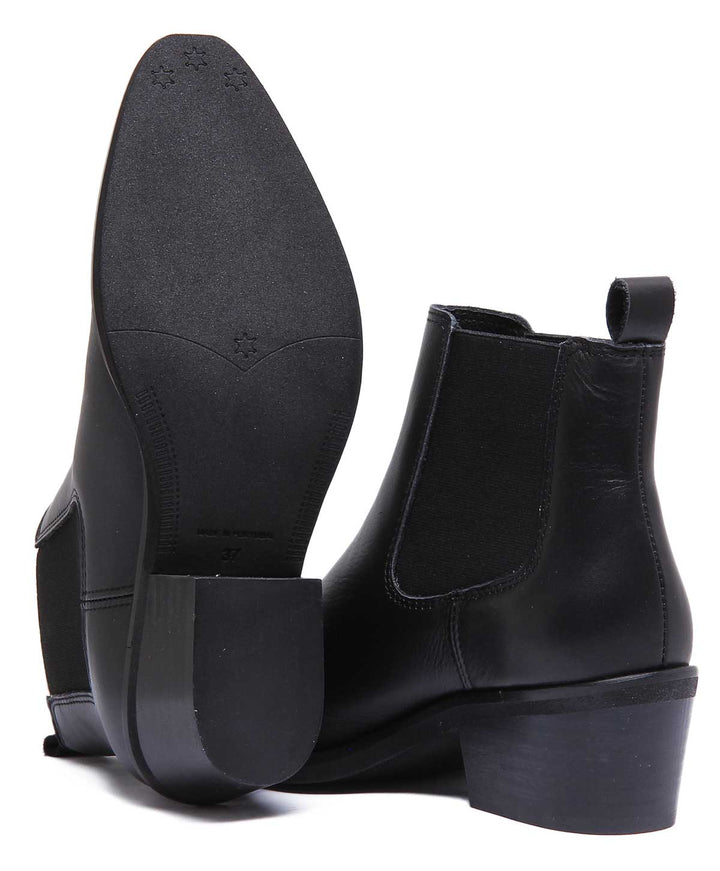 JUSTINREESS ENGLAND Womens Ankle Boots Dakota Pointed Leather Chelsea In Black