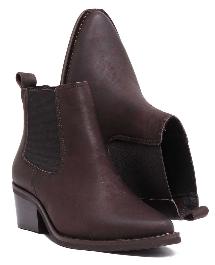 JUSTINREESS ENGLAND Womens Ankle Boots Dakota Pointed Leather Chelsea In Brown