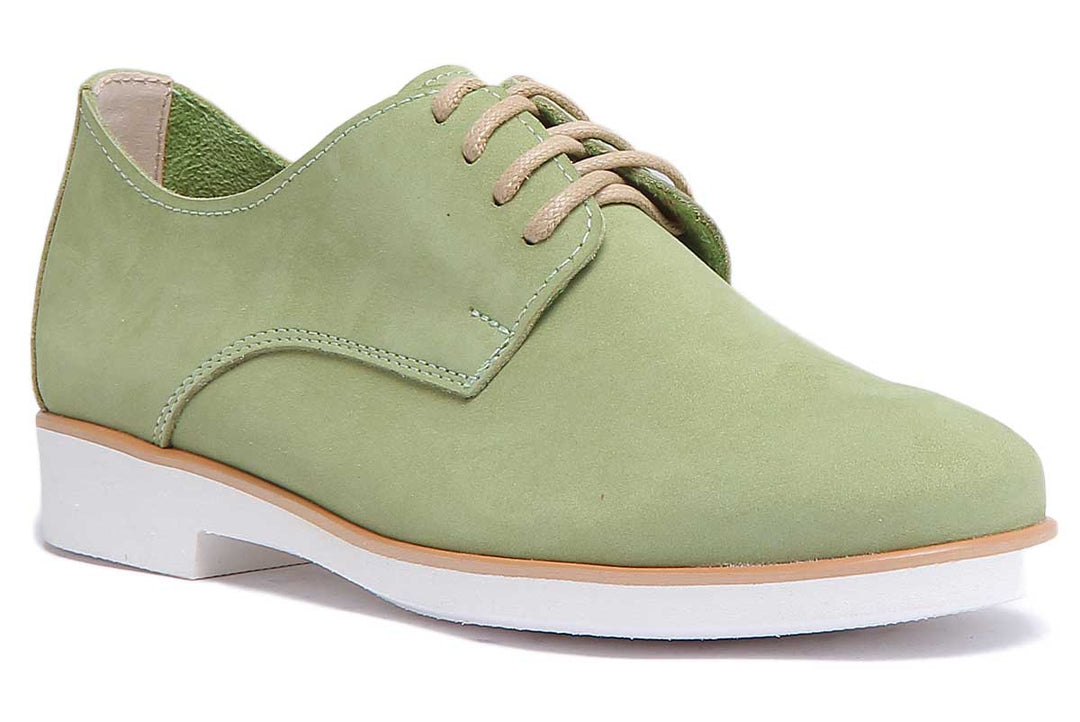 JUSTINREESS ENGLAND Womens Shoes 4000 Lace Up Suede Oxford Shoe In Green