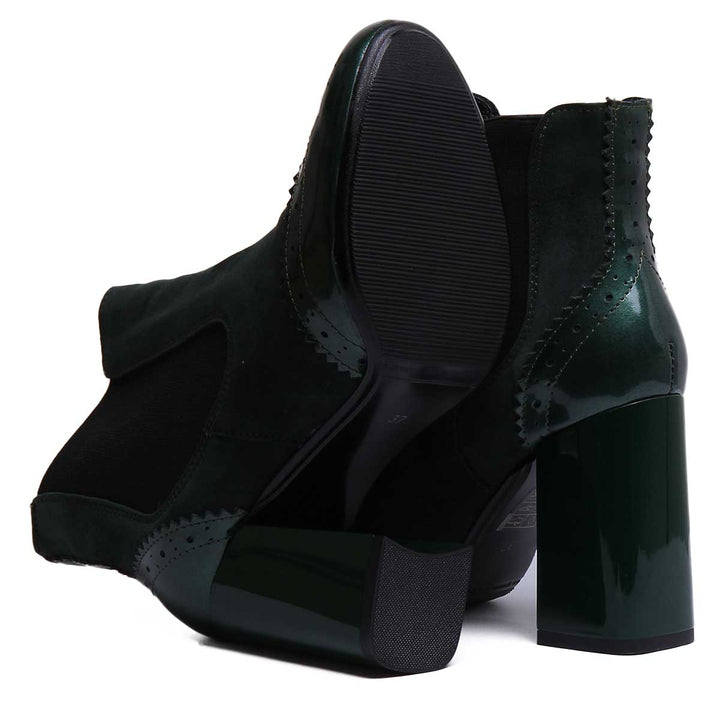 JUSTINREESS ENGLAND Womens Ankle Boots Olma Block Heel Chelsea Boot In Green